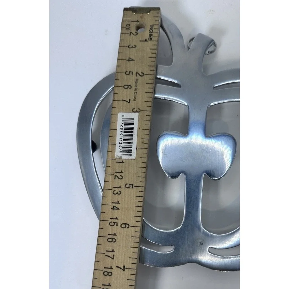 Copco Apple‎ Polished Aluminum Wall Hanging or Footed Trivet Decoration Silver